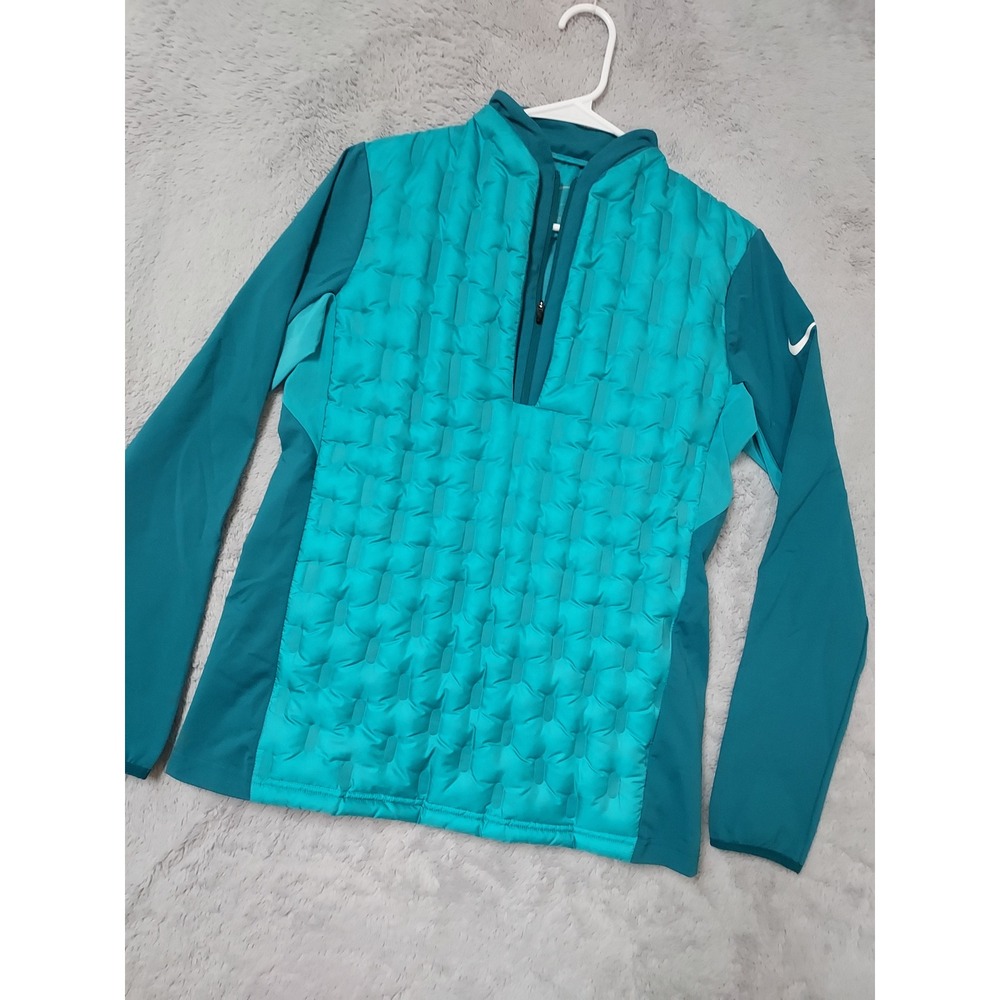 Nike Jacket Womens Small Therma FIT ADV Down Puffer Pullover Teal Aeroloft Repel